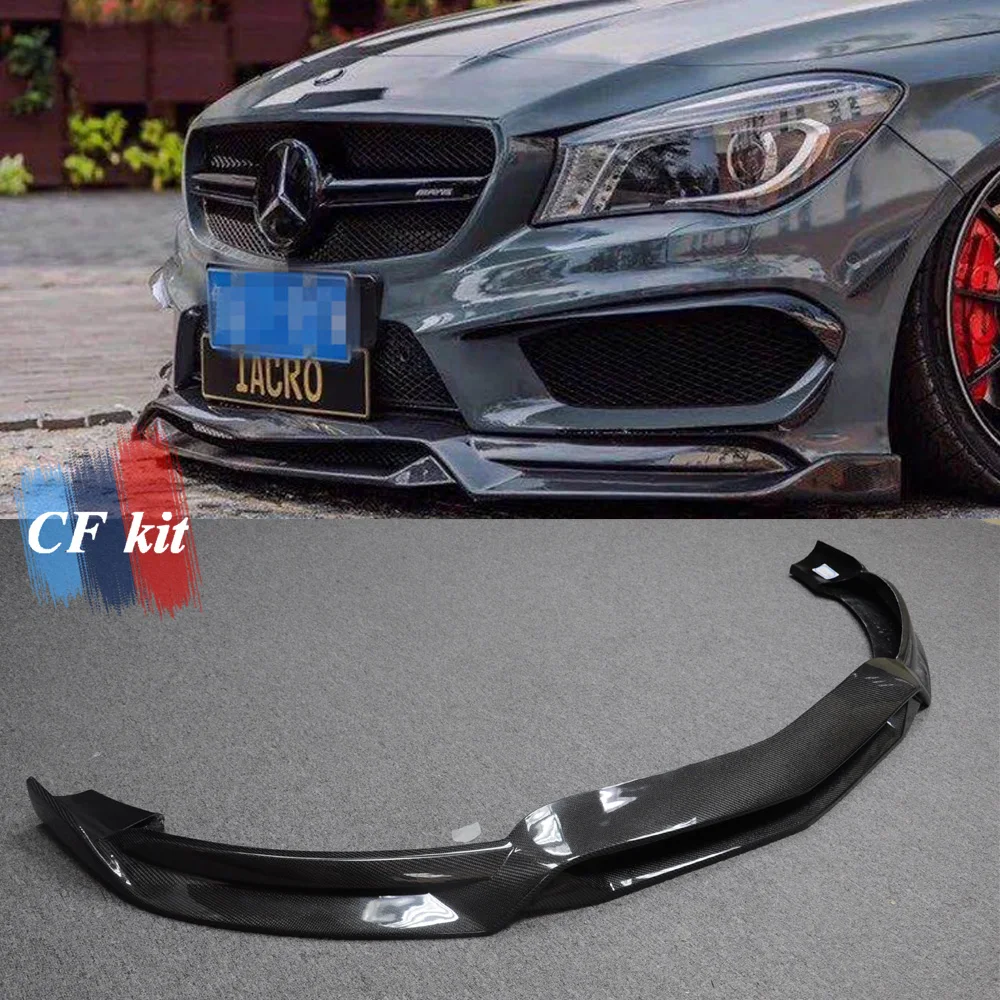 CF комплект R1 Стиль углеродного волокна передний бампер губы для Mercedes Benz W117 CLA AMG CLA45 спойлер сплиттер кузова Комплект стайлинга автомобилей