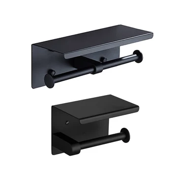 

Toilet Tissue Holder Double Roll Black Tissue Holder Mobile Phone Toilet Paper Holder Home Organization and Storage