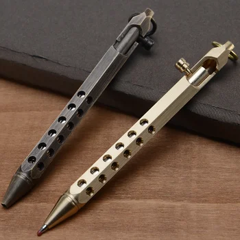 

Brass Steel Attack Head Tactical Pen Outdoor Sports Hiking Emergency Self-defense Supplies With Hanging Ring New