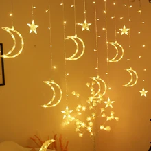 3,5 м, луна, звезды, домашний, уличный, праздничный, Рождественский, декоративный, свадебная гирлянда, сказочный занавес, Полоска, вечерние светильник, s 220 V, сказочный светильник