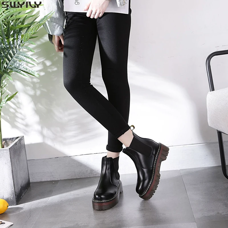 SWYIVY/обувь Челси Chaussure Femme женская обувь из коровьей кожи Новинка 2019 года осенние
