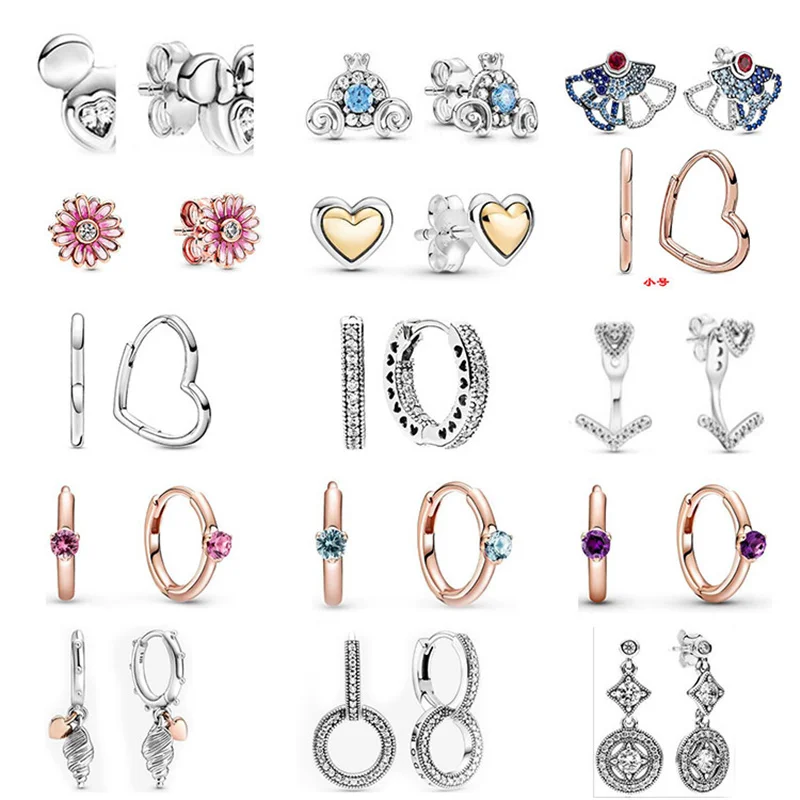 2021 new ladies jewelry fit original Pandora handmade custom 925 sterling silver DIY designer earrings earrings jewelry gifts wh