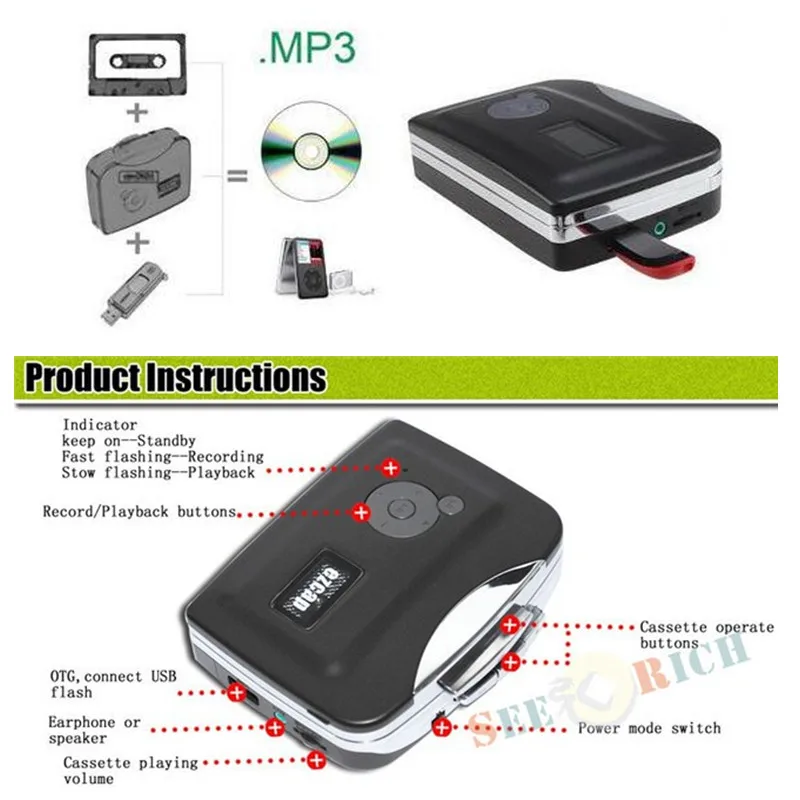 10 шт.! USB Кассетный видеомагнитофон магнитола для ПК портативный кассетный скотч