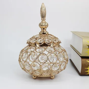 

European Style Crystal Jewelry Table Retro Decoration Iron Scented Candle Cup Middle East Scented Candle Holder MJ070411