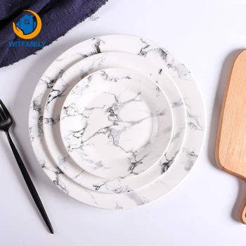 

Plate Ceramic Marble Dish Dish Salad Dessert Household Disc Nordic Breakfast Steak Western Tableware