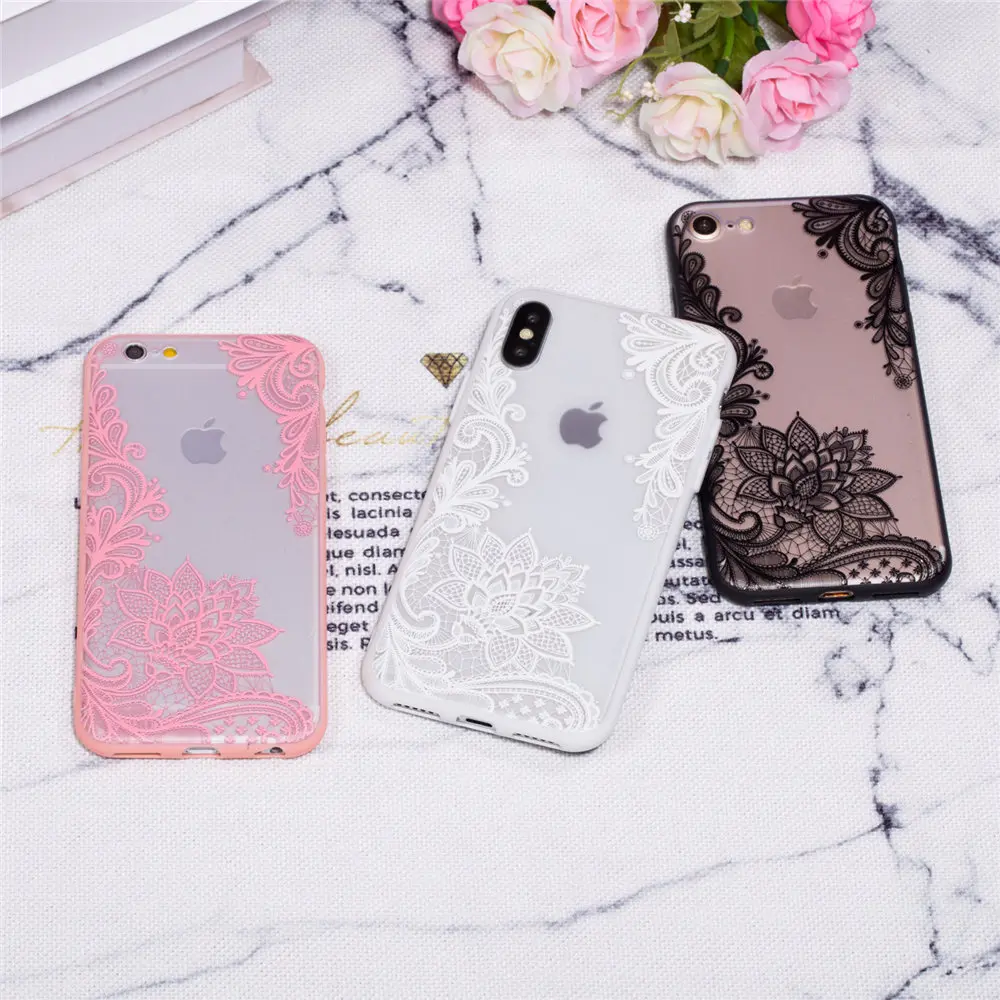 Роскошный приталенный Чехол для iPhone X XS MAX XR 6 6S 7 8 Plus 5 5S SE Мягкий Бампер кружева