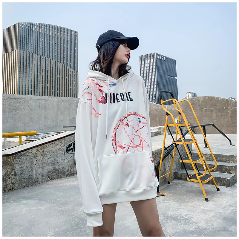 Dropshipping High Quality Printing Fashion Male Female Retro Autumn Hooded Sweatshirt Hip Hop Loose Youth Couple Hoodies