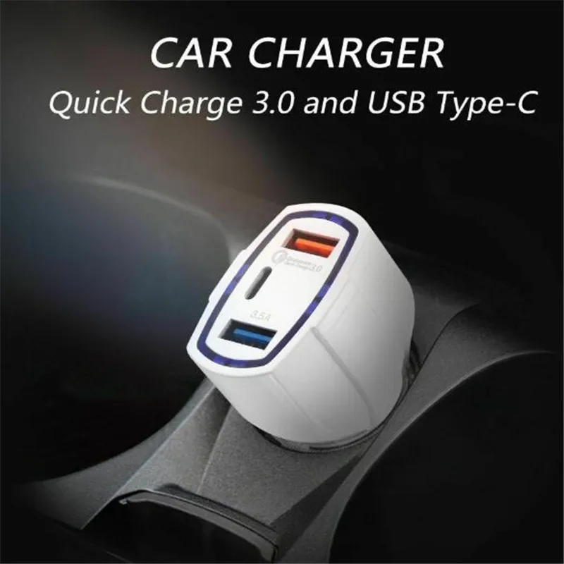 100 шт USB зарядное устройство Quick Charge 3,0 usb c зарядное устройство 3 порта USB быстрое автомобильное зарядное устройство для iPhone samsung планшета автомобильное зарядное устройство