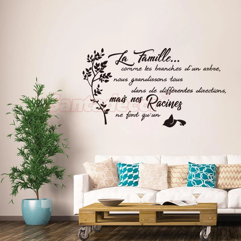 Sticker Citation La Famille Comme Les Branches Vinyl Wall Art Mural Decal Living Room Home Decor Poster House Decoration Wall Stickers Aliexpress