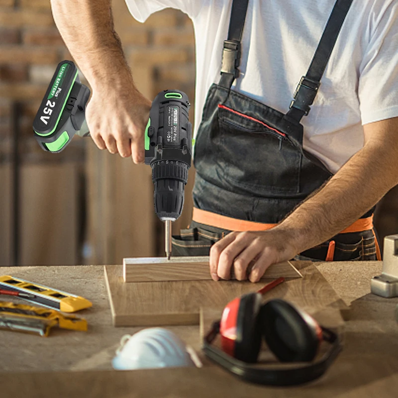 25V Impact Electric Battery Cordless Hand Electric Drill Three Funct Screwdriver Home Diy Power Tools Home Decoration & Drilling