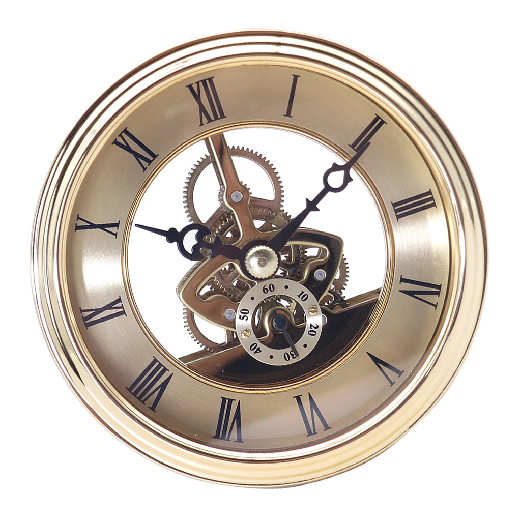 97mm Dial Roman Numeral Skeleton Watch Quartz Clock Insert with Trim for DIY Craft