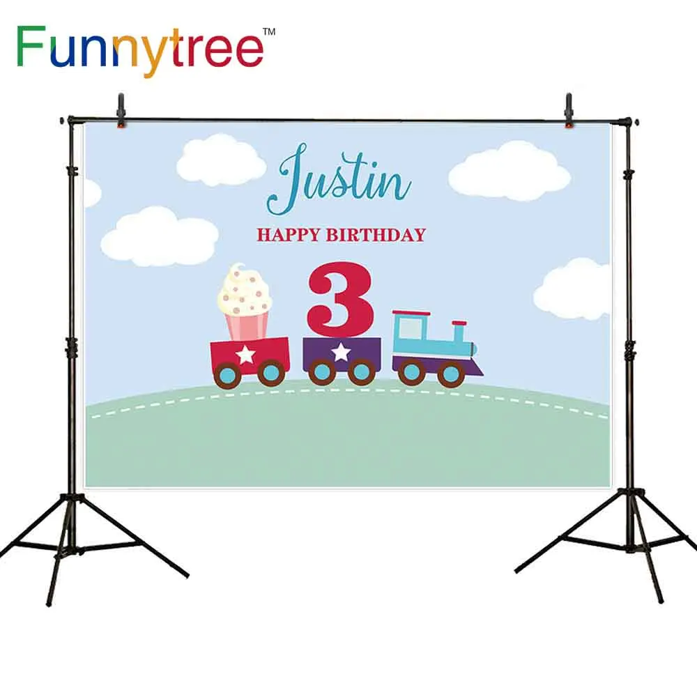 Funnytree фон для фотосъемки 3-го дня рождения мальчика ребенка душ на заказ поезд
