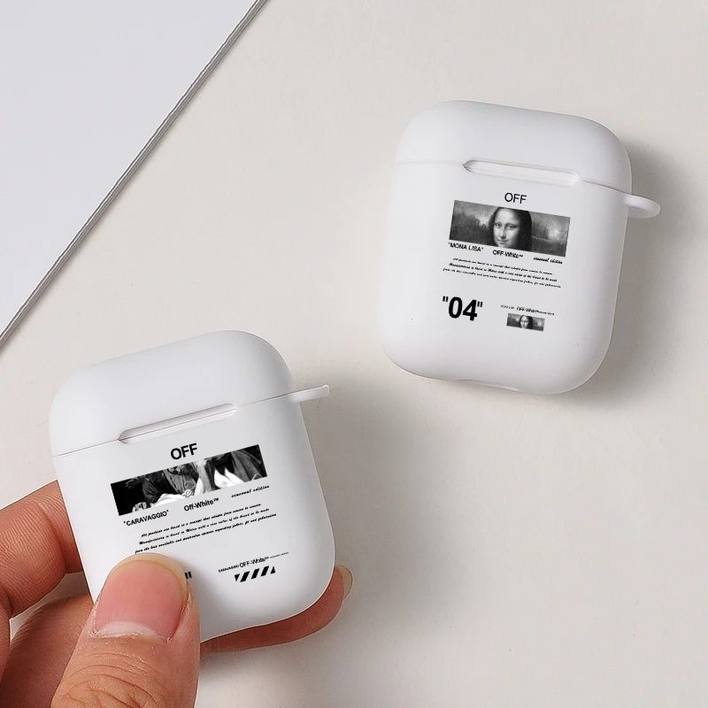 

Hot Off Vintage oil painting Soft Silicone Case For apple Airpods 1 2 white Wireless Bluetooth headset Earphone cover With Hook