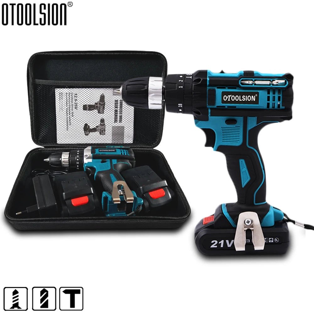 2 Speed 21V Impact Drill Impact Screwdriver Electric Wireless Power Tools Lithium Ion Battery For Drilling In Steel Wood Ceramic|Electric Drills| -…