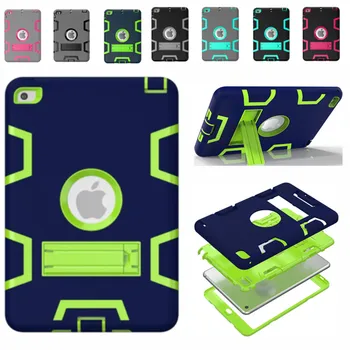 

For Apple iPad mini4 7.9 Case Hybrid Three Layer Heavy Duty Armor Silicone Case for iPad mini4 Tablet PC Stand Cover