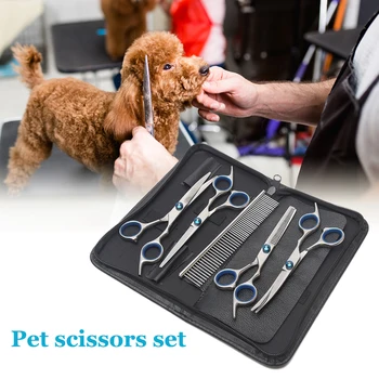 

5 In 1 Pet Grooming Set Curved Scissors Steel Dog Cat Face Body Ears Universal Convenient To Carry Hold Superior Sharpness
