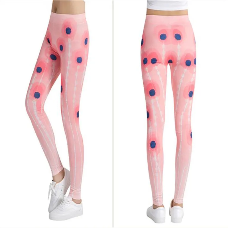 New Sexy Women Legging Printing Polyester Fiber Fitness Leggins Fashion Slim High Waist Legging Elastic Woman Pants