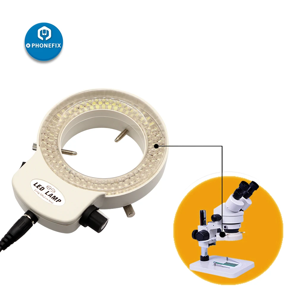 Lâmpada do Microscópio Conduziu a Lâmpada do Iluminador do Microscópio Estereofônico da Luz do Anel para o Adaptador v da Lente da Câmera do Microscópio-240 144 110 v
