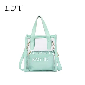 

Transparent Bags For Women 2020 Big Clear Jelly Handbag Large Capacity Handbag Tote Beach Bag 2 Pcs Casual Crossbody Bags