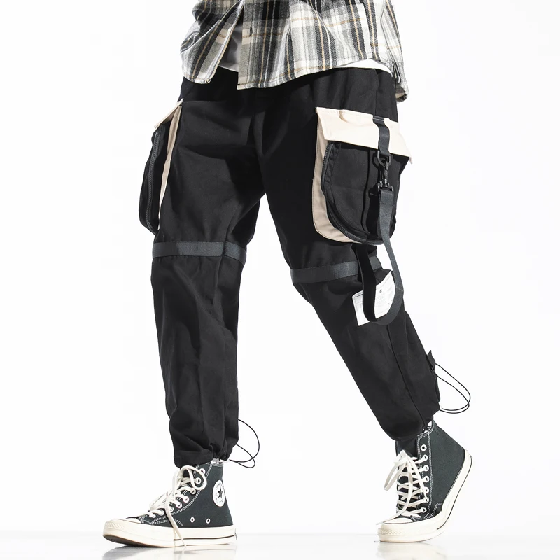 

Ribbons Pockets Harem Pants Men Autumn Winter Casual Sweatpants Hip Hop Joggers New Design Loose Pencil Pants Streetwear