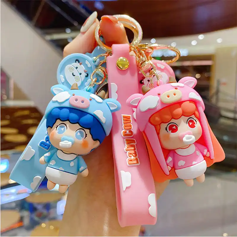 クリエイティブ漫画牛パターン服幼児キーホルダーかわいいおしゃぶりベビー人形キーリング子供のおもちゃバッグペンダントキーチェーン Key Chains Aliexpress