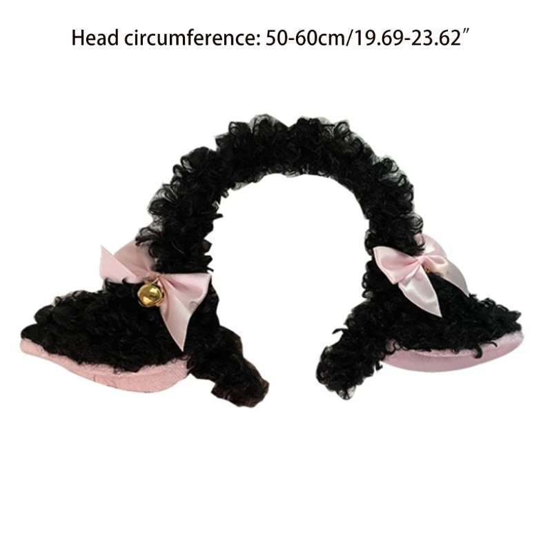 Cartoon Plush Cow Ears Headband with Bells Ribbon Bow Lolita Hair Hoop Kawaii Animal Easter Rabbit Ear Headbands A16 21 Dropship cute halloween costumes