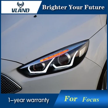 

Car U Style Angel Eyes Head Lamp for Ford Focus Headlights 2015-2018 with Bi-xenon Lens Double Beam Projector LED DRL