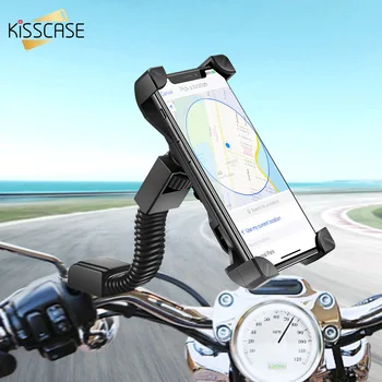 

KISSCASE Universal Motorcycle Phone Holder Bike Holder GPS Adjustable Motor Phone Stand Mount Bracket Bicycle Holder For iPhone