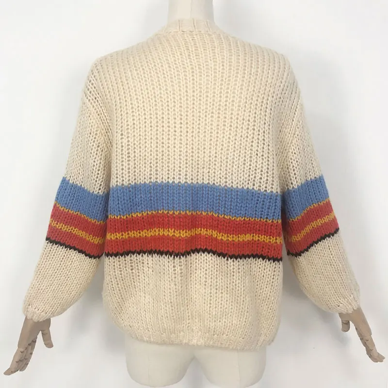 Богемский свитер абрикосовый теплый осенний/Зимний Открытый свитер с длинным рукавом Цыганский женский свитер бохо