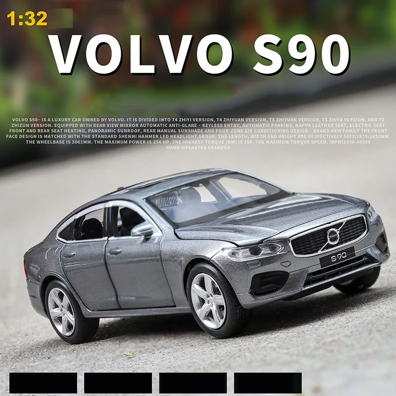 

1:32 Alloy Car Model S90 Alloy Car Model Simulation Model Car 6 Door Sound and Light Pull Back Toy Car 5 Color
