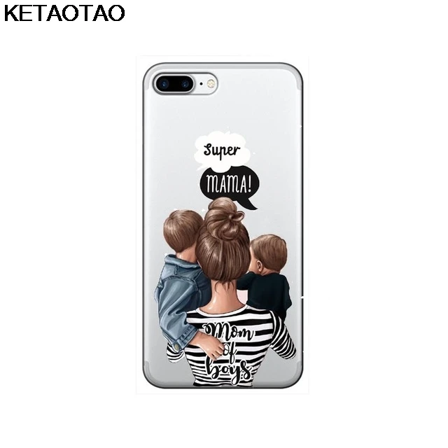 KETAOTAO, черный, каштановый, для мамы, девочки, чехол для телефона s, для iPhone 5S, 6 S, 7, 8 Plus, XR, XS Max, чехол, кристально чистый, мягкий, TPU, чехол s - Цвет: Коричневый