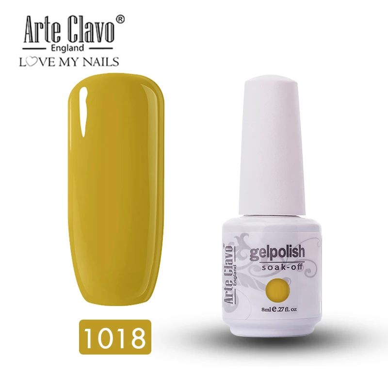 Arte Clavo 8 мл Гель-лак для ногтей набор маникюрный лак Топ Светодиодный УФ-гель лак удаляющийся замачиванием блеск для ногтей гель для украшения лака - Цвет: 1018