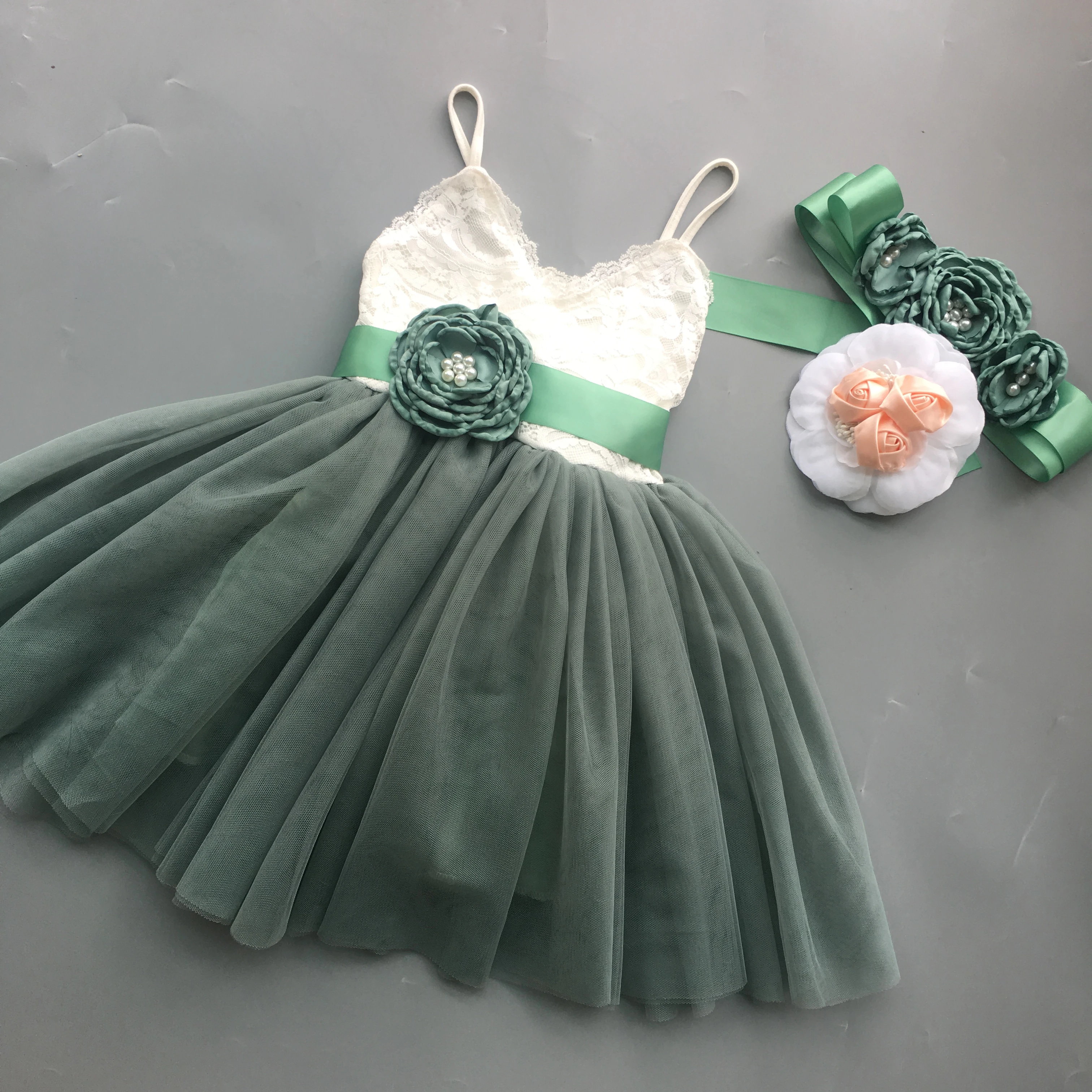 baby girl sage green dress