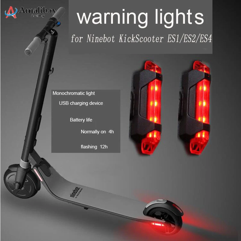Electric Scooter Warning Light Usb Charging Flash Taillight For Ninebot Kickscooter Es1 Es2 Es4