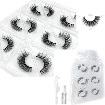

NEW 6Pair Natural 3D Mink Lashes Thick HandMade Full Strip Lashes Volume Soft Mink Lashes False Eyelashes+tweezers glue