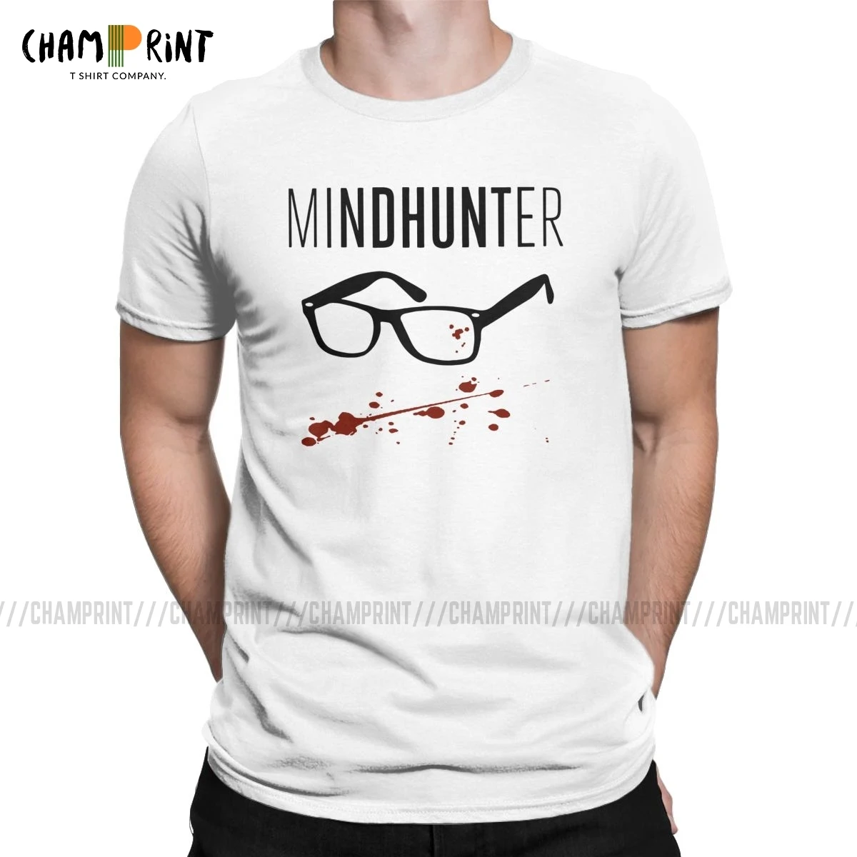 Bloody Specs T Shirt Men 100% Cotton Crazy T-Shirt O Neck Mindhunter Thriller Crime Film Tees Short Sleeve Tops Birthday Present | Мужская