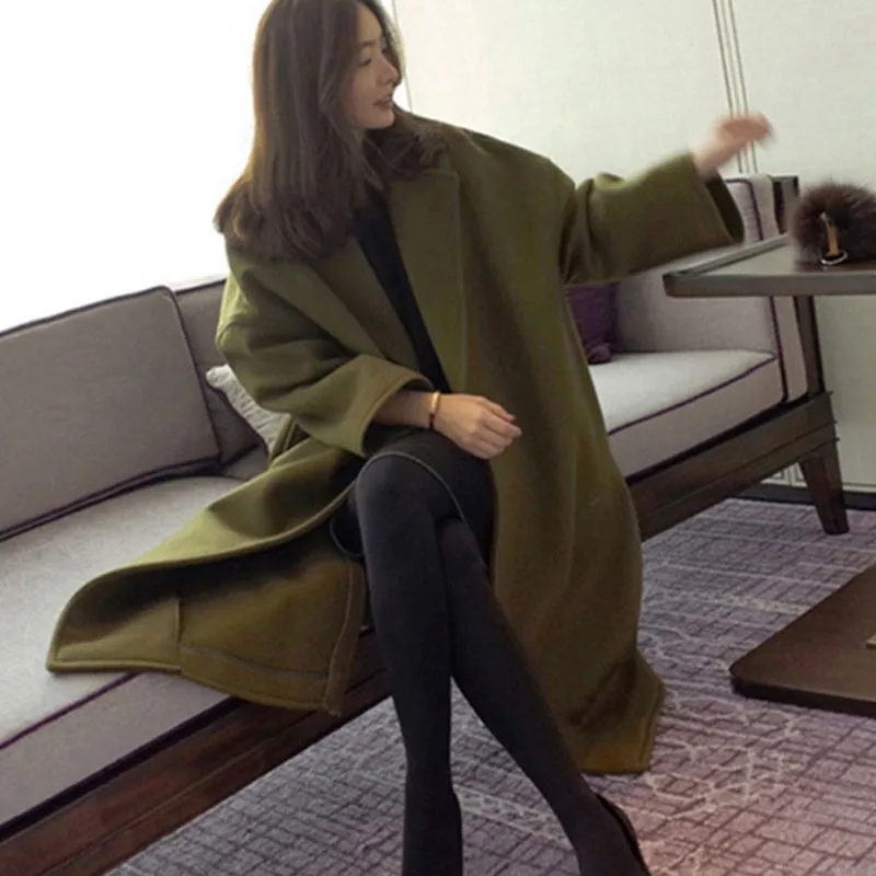 

Autumn Winter Coat For Women Open Stitch Solid Color Women Jackets Prairie Chic Fashionable Casual Long Coat Outerwear