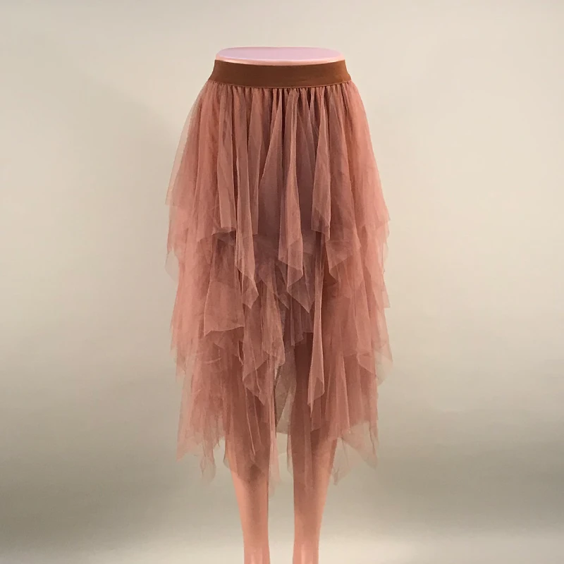 Camel Женские фатиновые юбки, s Faldas Mujer Moda,, модные, эластичные, высокая талия, сетка, пачка, макси, плиссированная, длинная, миди, Saias Jupe, Женская юбка - Цвет: Camel