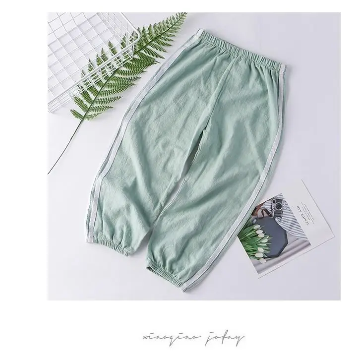 New Style Cotton Linen Children Anti Mosquito Pants Summer Thin Section Girls Casual Baby BOY'S Loose-Fit Lantern Long Pant