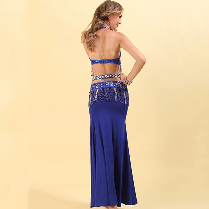 Женский костюм для танца живота комплект из 2 предметов бюстгальтер и пояс синего