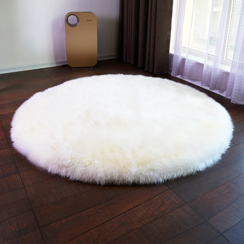 Шерстяной ковер прикроватная тумбочка с утолщенным круглым ковер австралийской овчины меха Спальня ковер круглый ковер