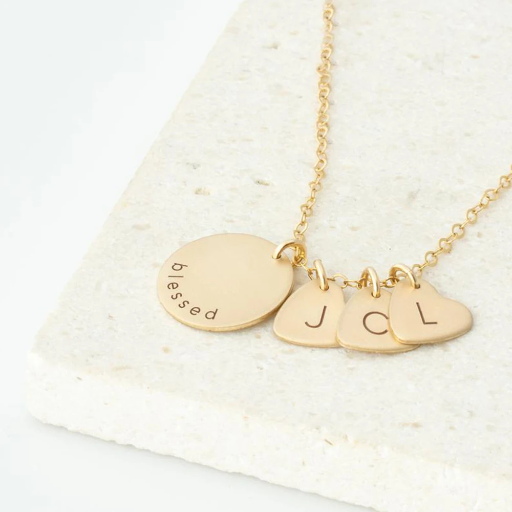 

FYW Personalized Round+Heart Initial Necklace Custom Letter Necklace Alphabet Women Friends Family Name Necklace Jewelry Gift