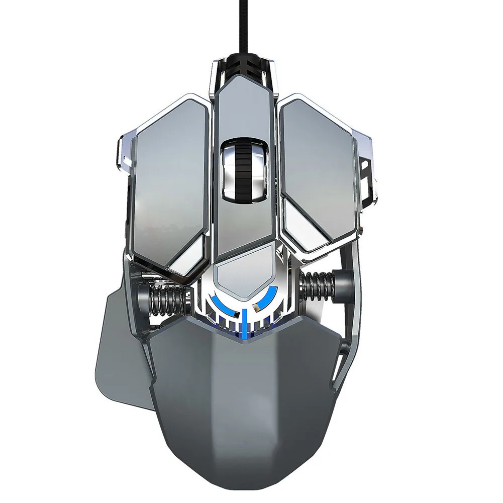 Silver grey Горячая Механическая игровая мышь Проводная 6400 dpi программируемая 9 клавиш компьютерная геймерская мышь BUS66 - Цвет: Silver grey