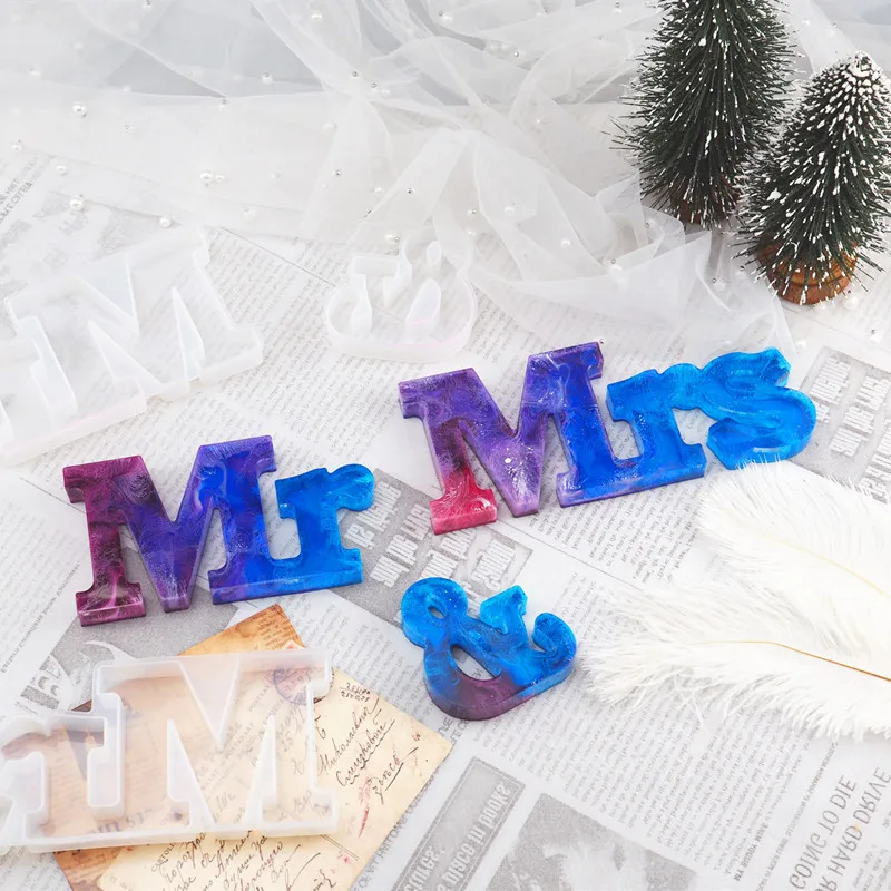DIY ручной работы из смолы буквы английские слова Mr Mrs Miss силиконовые формы для