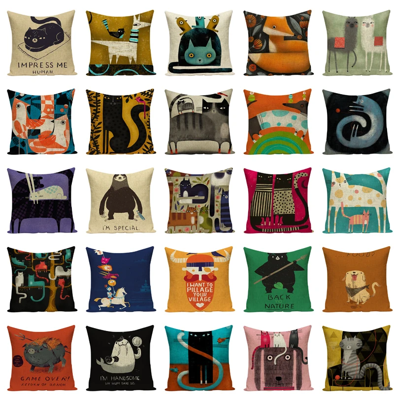 Персонализированные Cushionscartoon Черный Наволочка для подушки с кошкой подушки для дома Прямая доставка диванных подушек Альпака