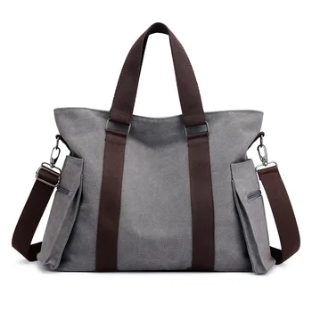 

Women's Large Capacity Canvas Shoulder Bag Solid Color Simple Casual Handbag Messenger Bag