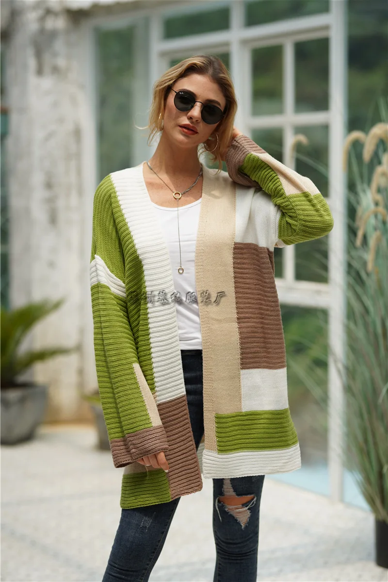 

2019 Autumn And Winter New Style Amazon Ol Commuting Pattern Women’s Coat Large Size Loose-Fit Knitted Cardigan Sweater Women's