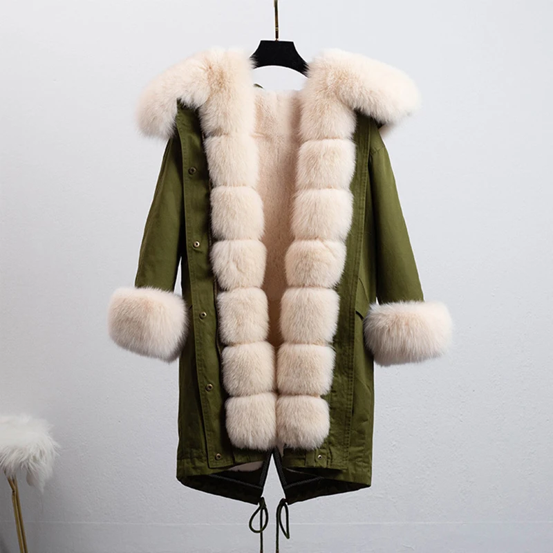 ZDFURS* камуфляжная зимняя куртка женская верхняя одежда толстые парки натуральный Лисий меховой воротник пальто - Цвет: 5