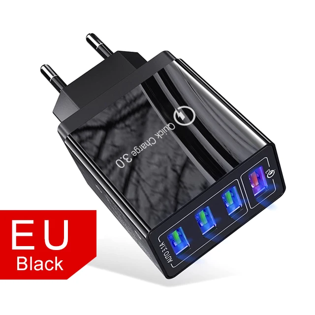 Олаф быстрое зарядное устройство 48 Вт USB зарядка для iPhone X 8 8 plus huawei P20 P8 samsung S10 S9 Note 8 Быстрая зарядка мобильного телефона зарядное устройство - Тип штекера: EU Black