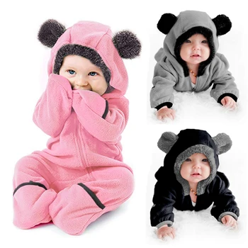 

Newborn toddler baby fleece jumpsuit Hoodies Foots baby girls boys romper newborn toddler baby overalls